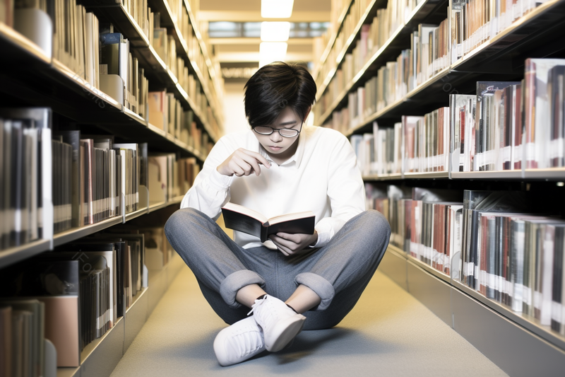 在图书馆沉迷学习的大学生,高清,摄影图,摄影图片,图片大全,摄影图免费下载